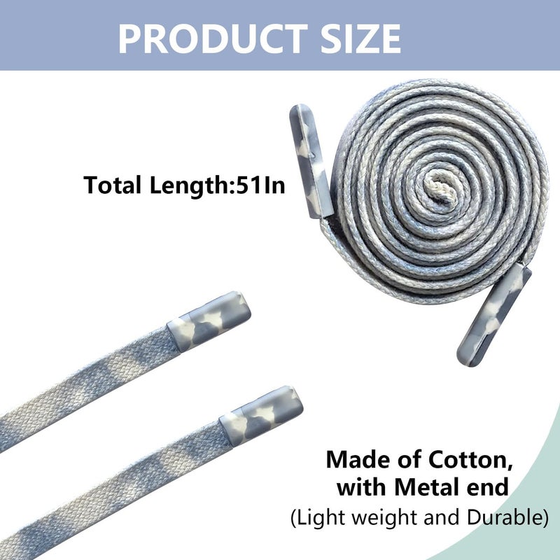 BOROLA 1Pcs 51 Inch Fashionable Durable Cotton Drawstring, Premium Hoodie, Sports Pants, Shorts Universal Drawstring Replacement (Navy-White Gradient Cord, Plastic End Cap) - Image 2